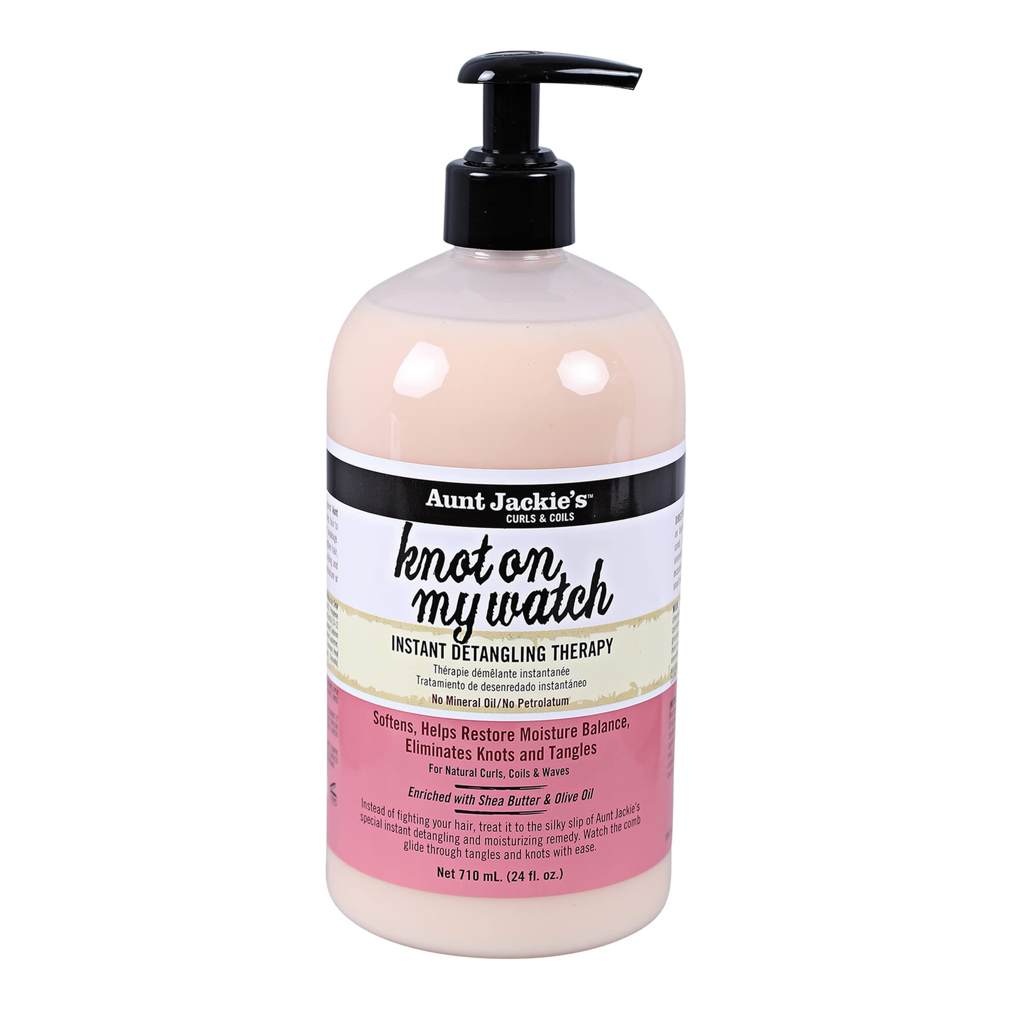 Aunt Jackie's Knot On My Watch, bomba de 24 oz, desenreda rizos naturales con suavidad.