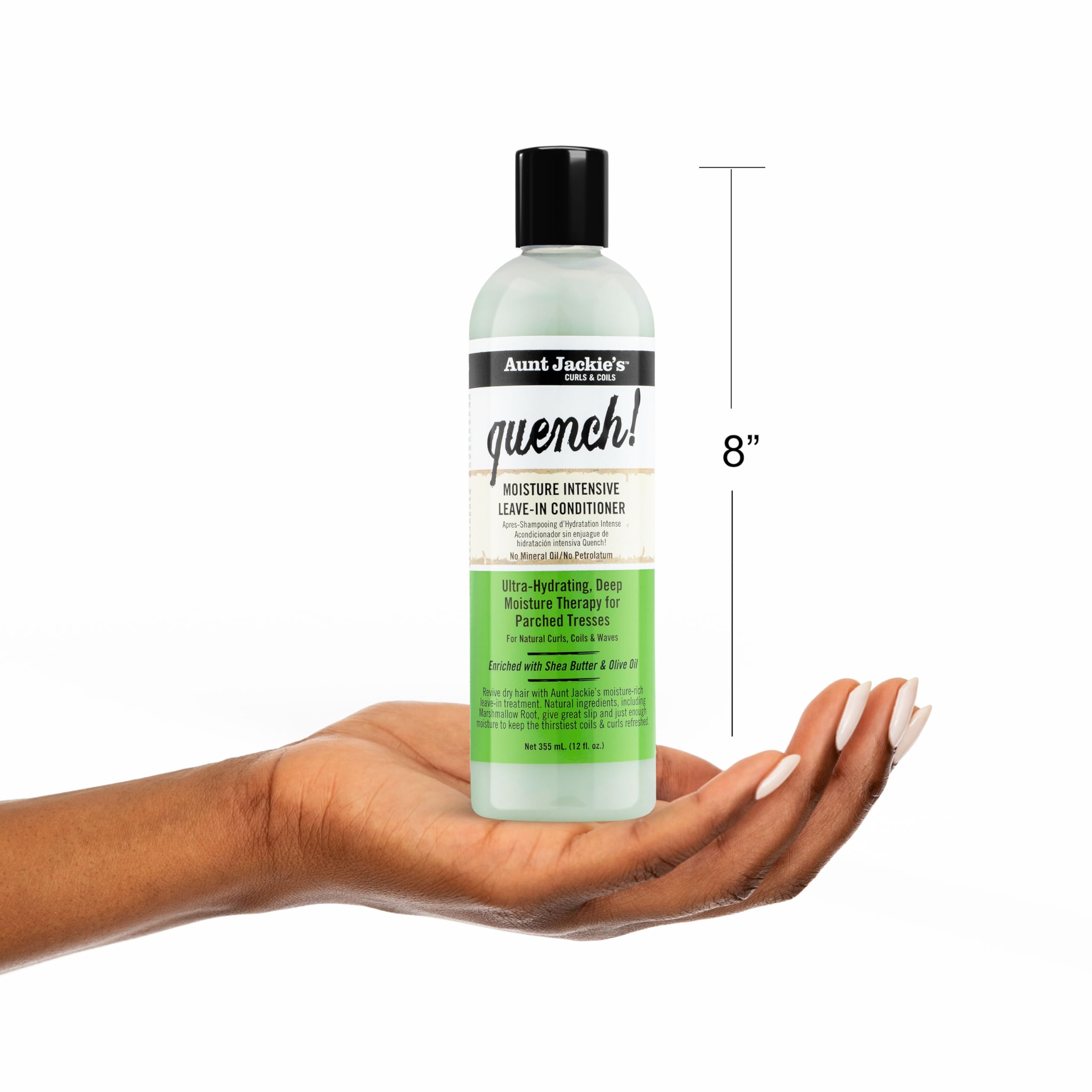 Aunt Jackie's Quench dispensing pump enables easy, quick application