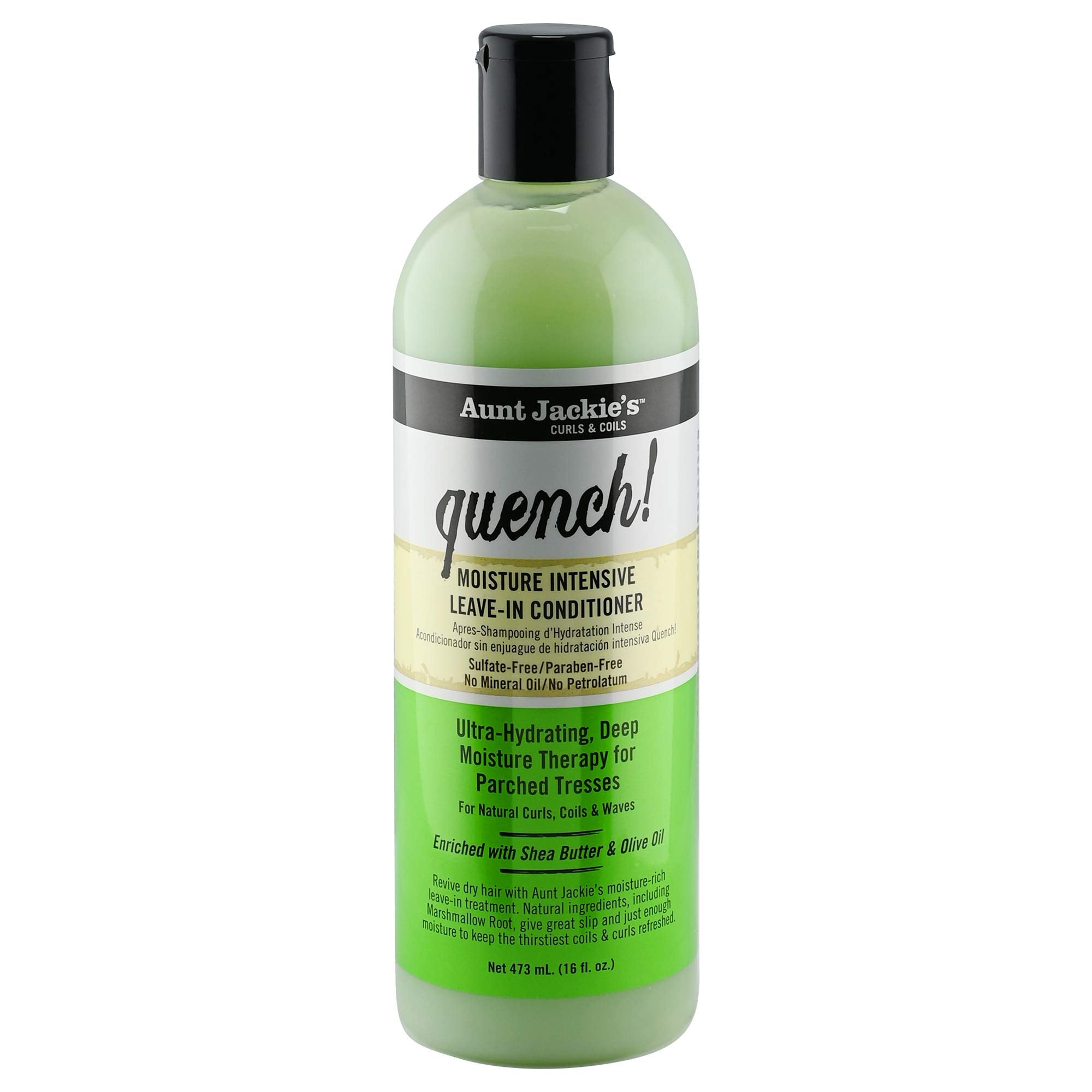 Botella de Aunt Jackie's Quench hidrata profundamente rizos y ondas.