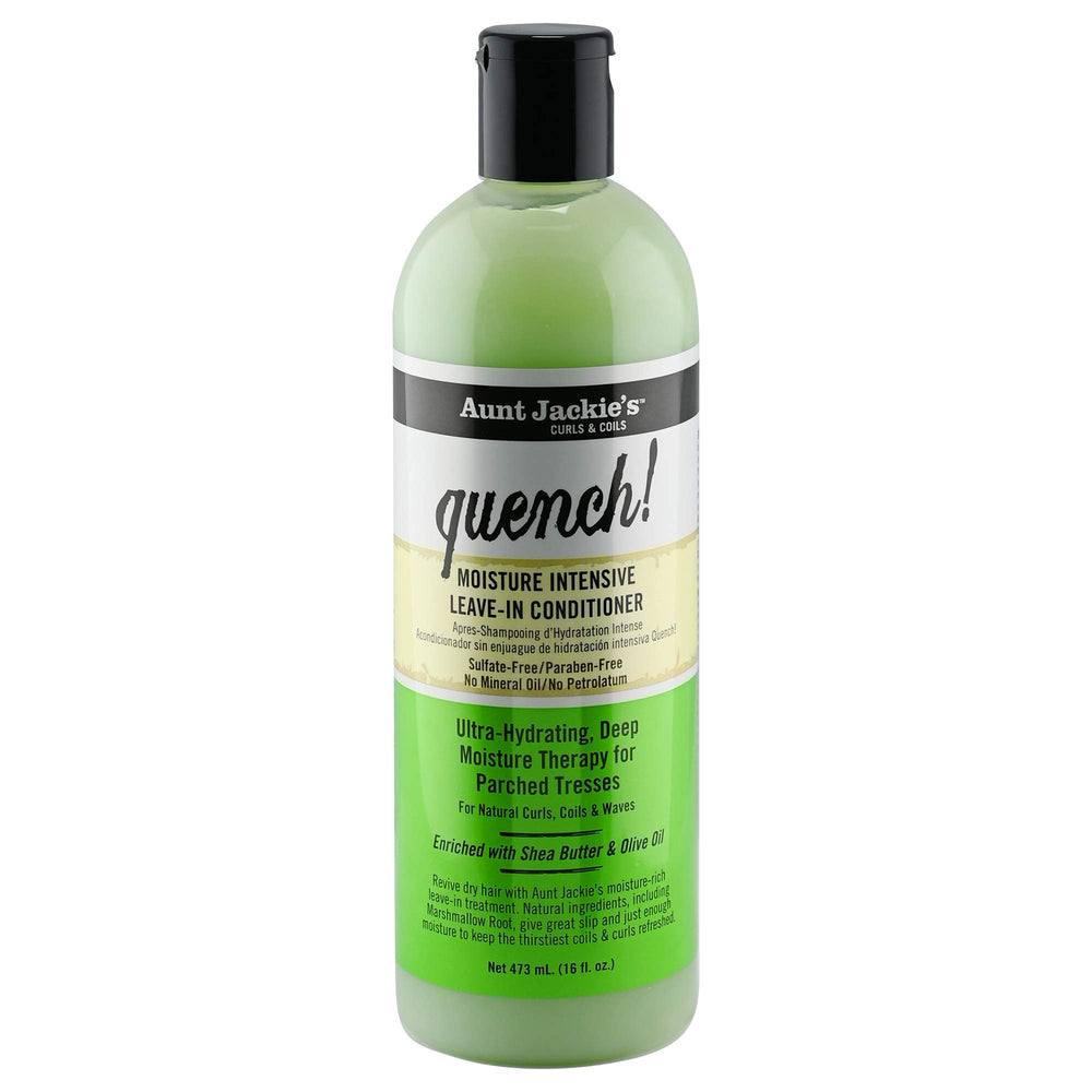 Botella de Aunt Jackie's Quench hidrata profundamente rizos y ondas.