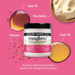 Aunt Jackie's Transform, cabello seco, mejora brillo y manejabilidad.