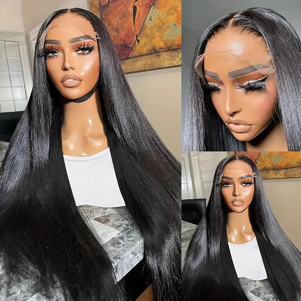 AUOU Brazilian virgin hair 13x6 wig with natural black color