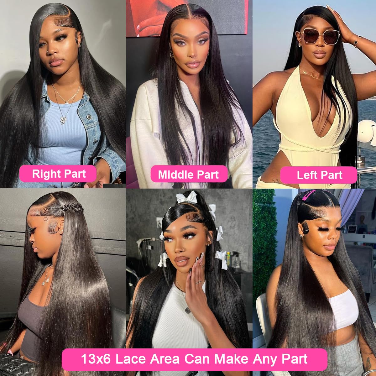 AUOU versatile parting options: middle or side part for different looks