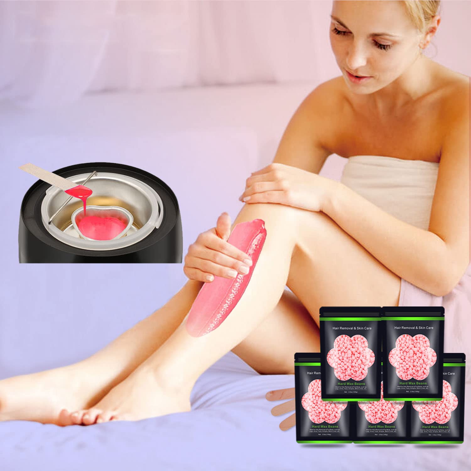 Auperwel beads application on chest/back/armpits demonstrates even spread and effective hair removal