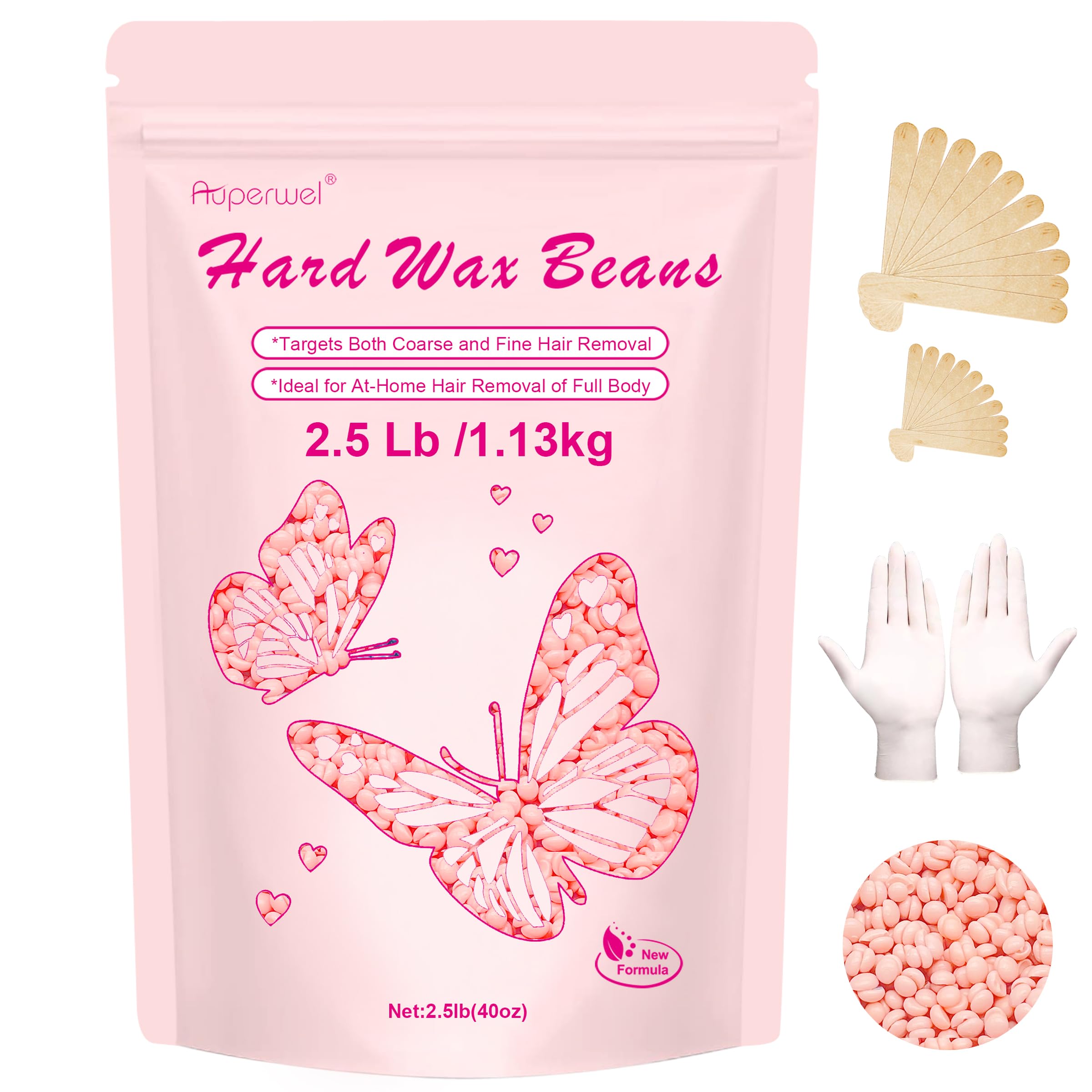 Auperwel rose wax beads 2-5lb pack for at home waxing convenience