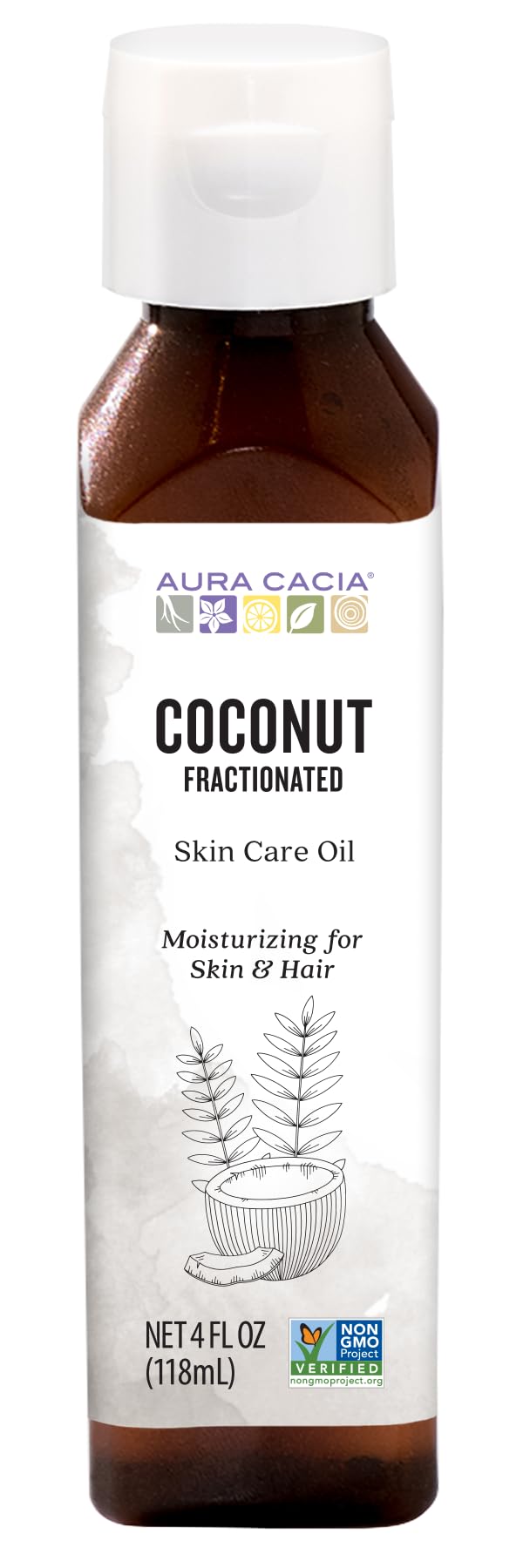 Aura Cacia aceite-coco-fraccionado hidratación rápida para piel suave
