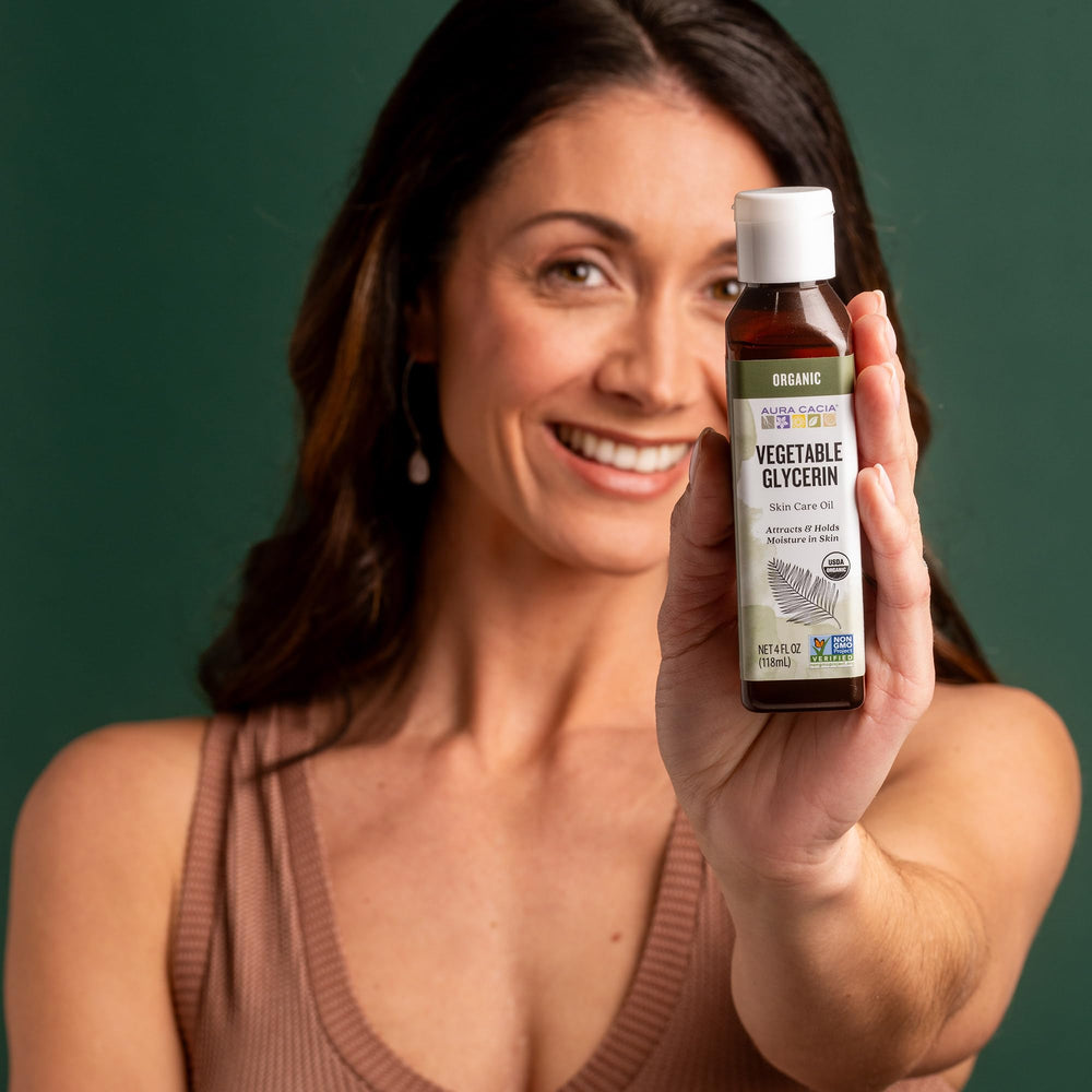 Aura Cacia brand history image noting 38 years of essential oils