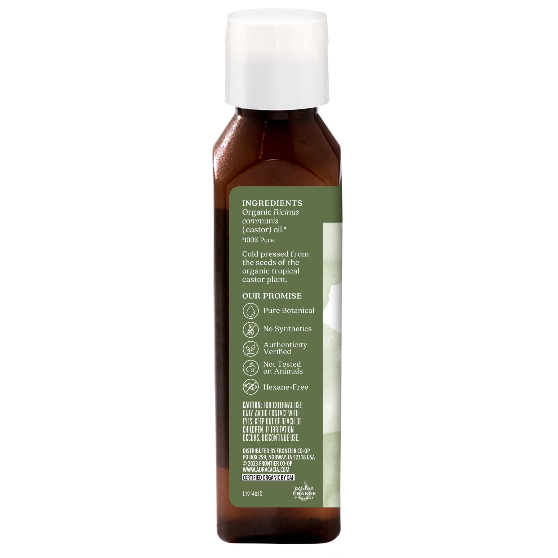 Aceite de ricino de Aura Cacia con textura densa para masajes suaves