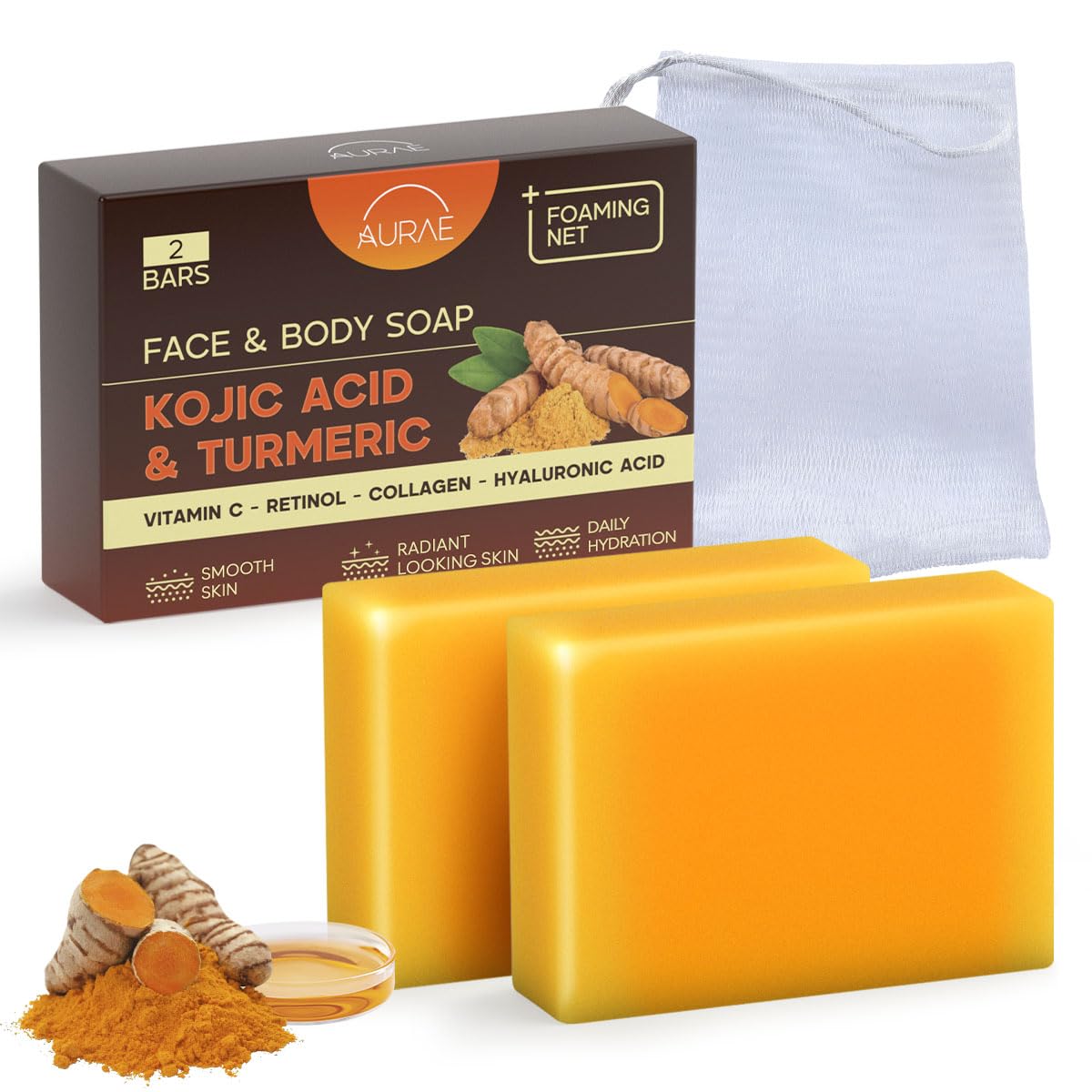 Barra AURAE con acido kojico y curcuma: limpieza suave diaria