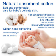 AURASIN baby cotton swabs with pointed head for reaching hard-to-reach areas safely.