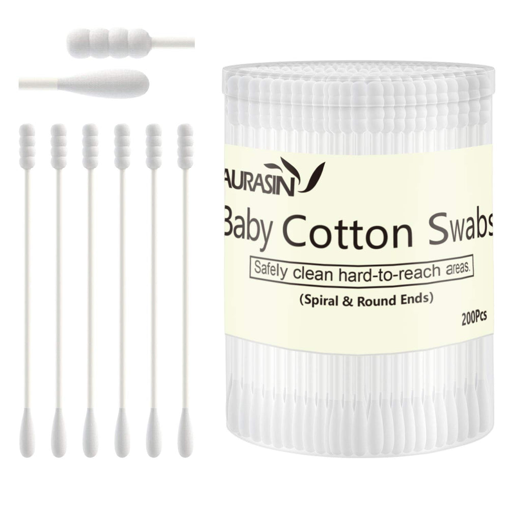 AURASIN baby cotton swabs spiral head for safe ear cleaning