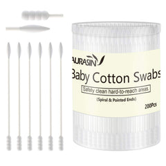 AURASIN baby cotton swabs with spiral head for safe, gentle cleaning around the ears.