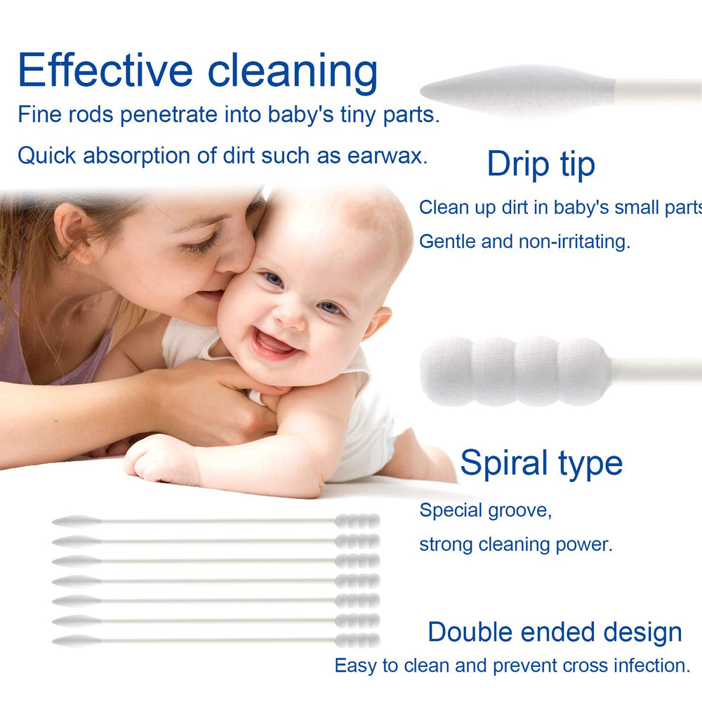 AURASIN BPA-free cotton swabs emphasize hypoallergenic materials for baby skincare.