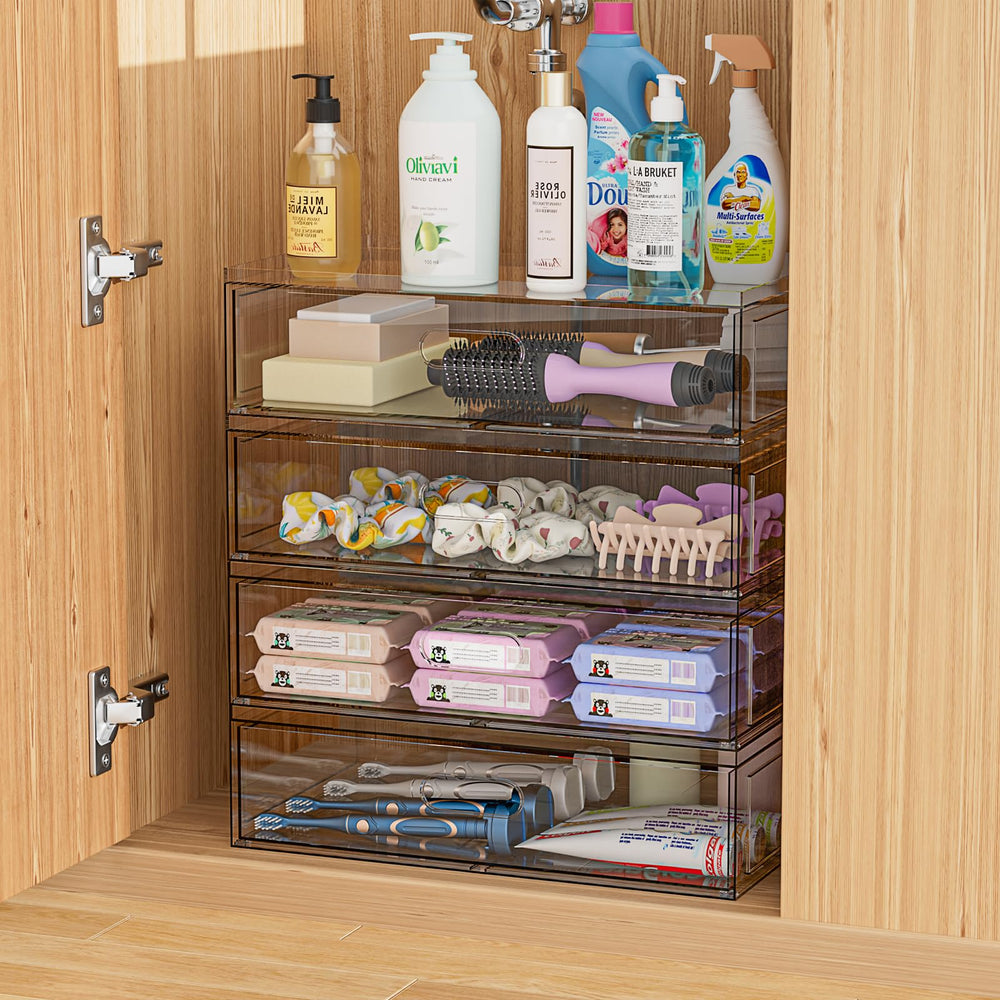 Aurblozen bathroom countertop organizer provides versatile storage for cosmetics and skincare.