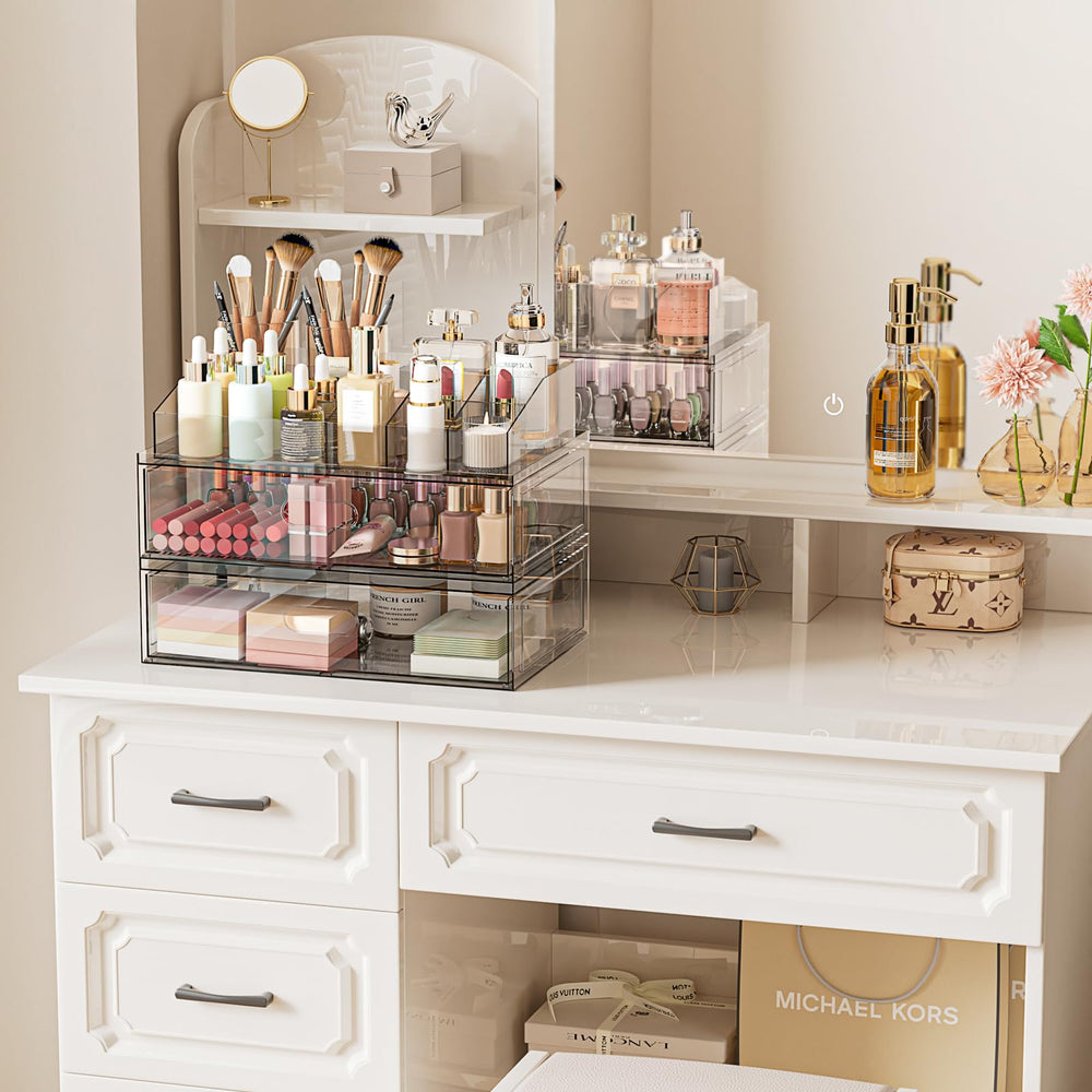 Aurblozen drawer with slide rails allows smooth access to beauty items.
