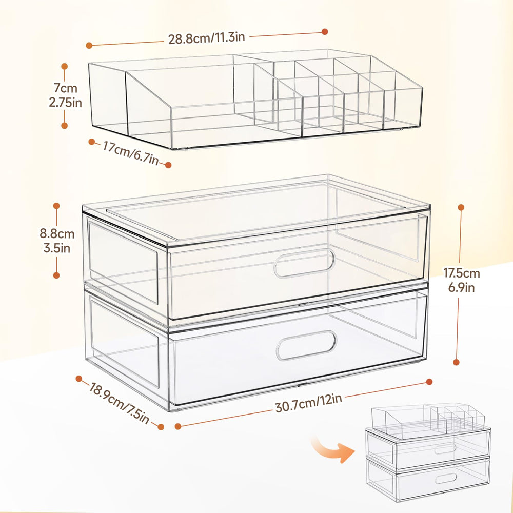 Aurblozen transparent vanity organizer showcases compartments for quick item spotting.