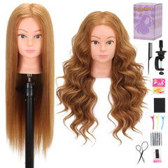 Aurevanna mannequin head with 80% real hair for versatile cosmetology training and realistic styling practice.