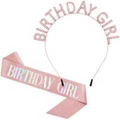 Aurmigle rose gold birthday crown with rhinestones for stunning photos
