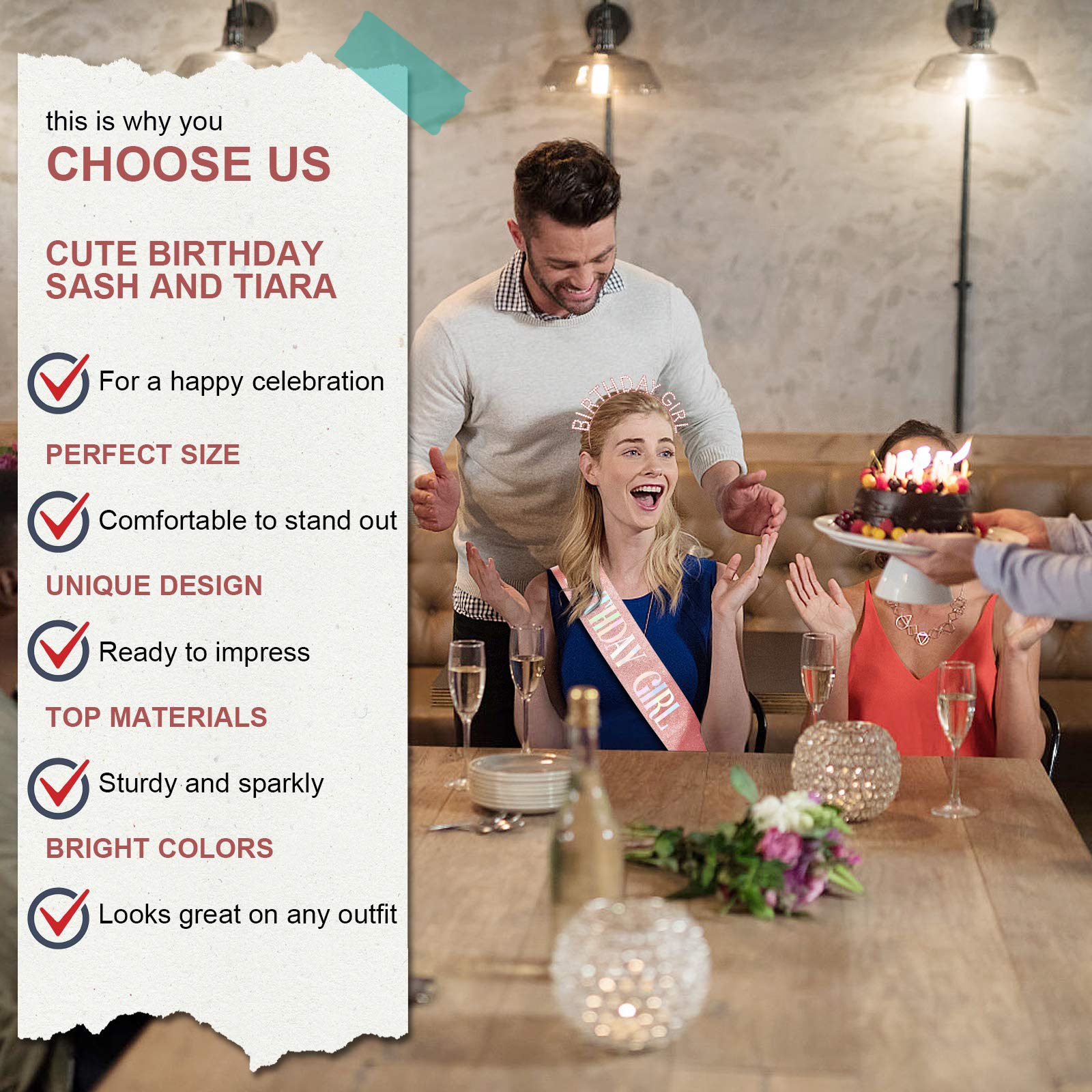 Aurmigle party setup featuring crown and sash for photogenic moments