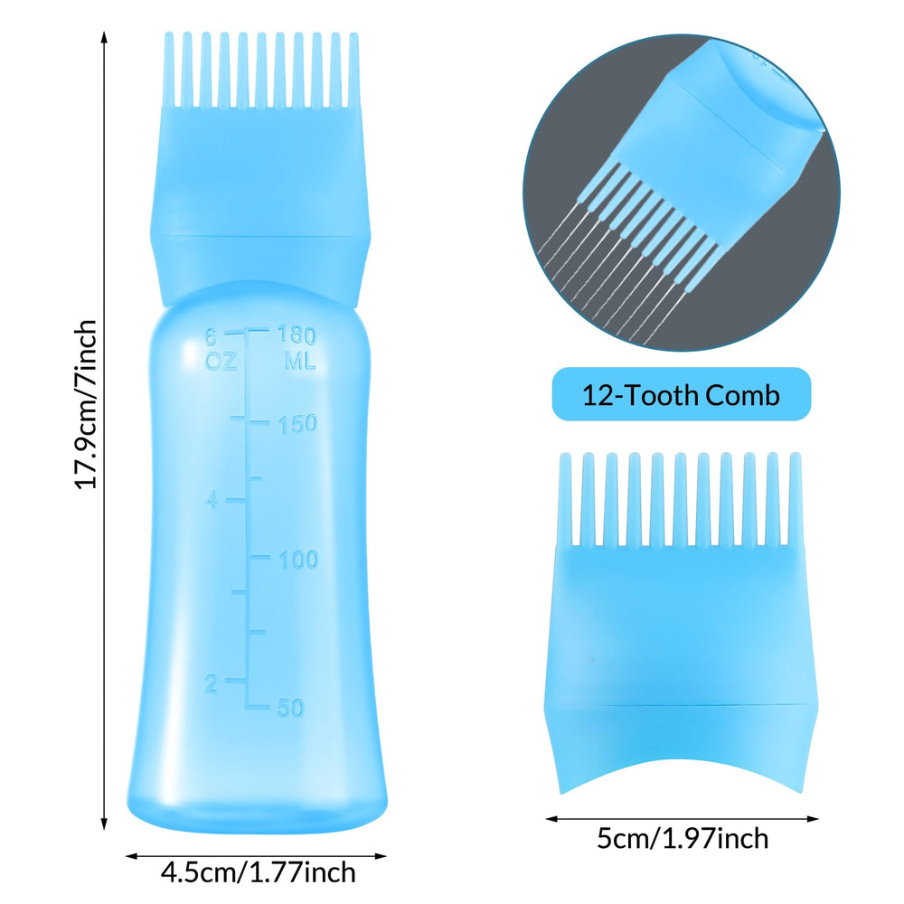 Aurnoet root comb bottle in blue for easy hair dye blending.