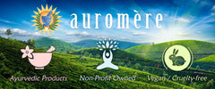 Auromere vegan cruelty-free symbol signals ethical, plant-based care.