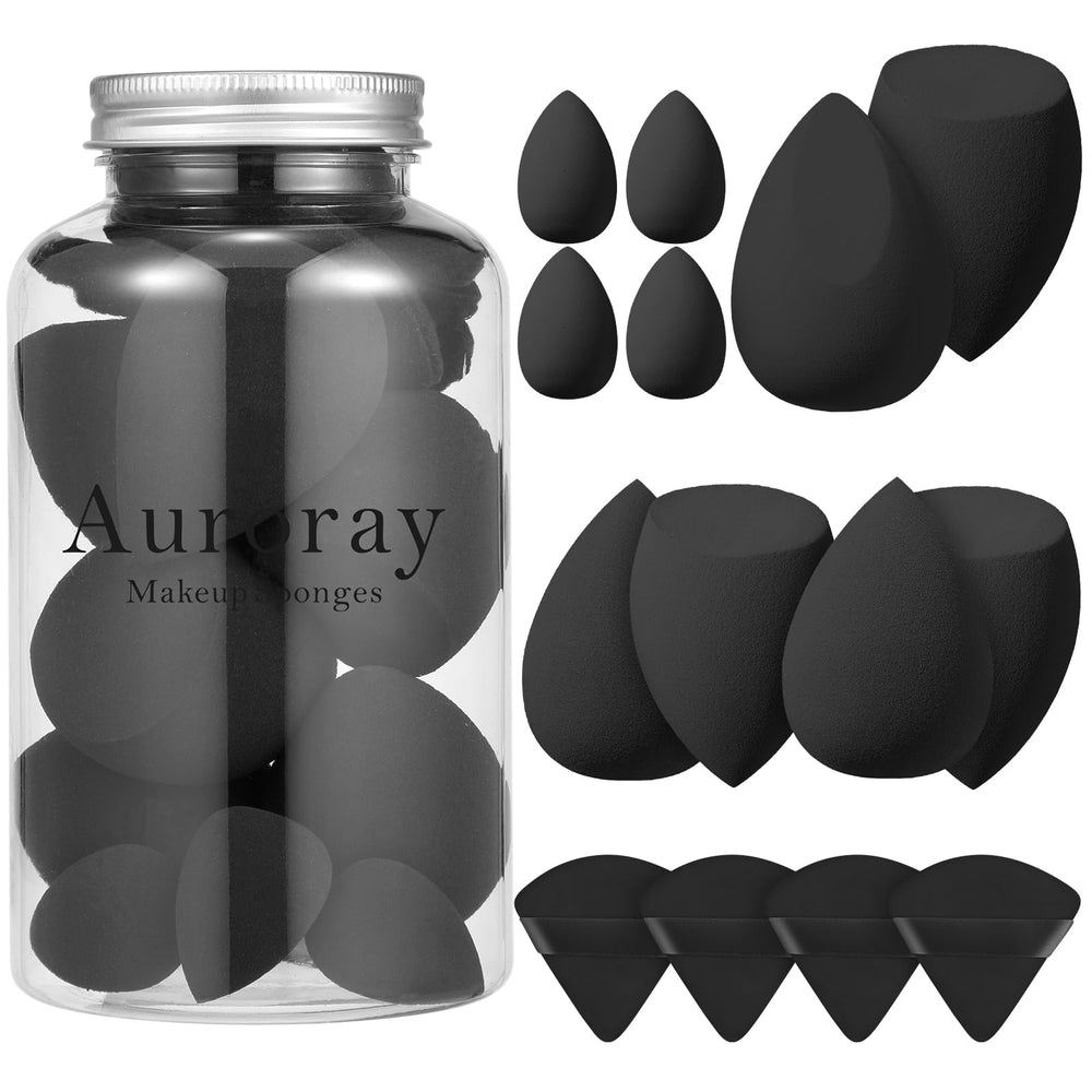 Auroray 14-piece sponge set with large blender for seamless foundation application