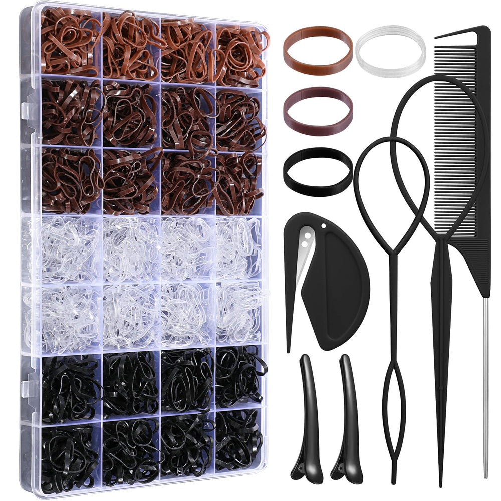 Auroray 1500pcs hair bands with organizer box for tidy on-the-go use.