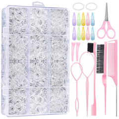 Auroray 2200 clear hair ties organized in a box for versatile daily styling