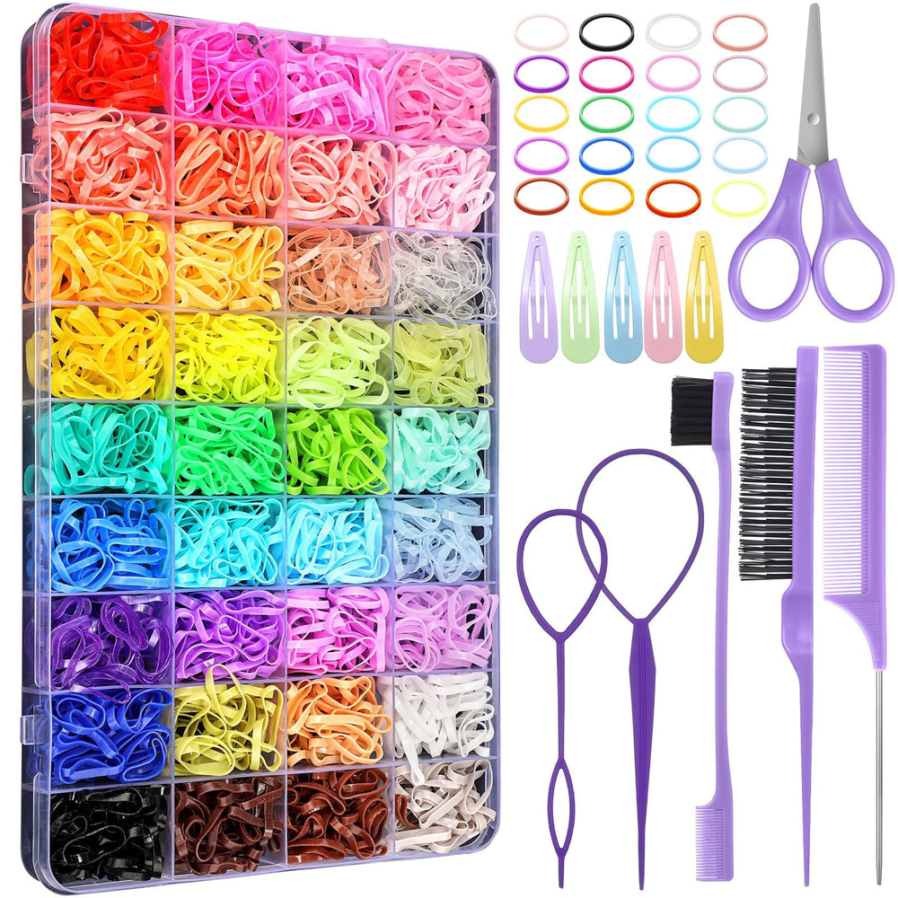 Auroray 36 colors hair rubber bands in a clear box for easy color choice