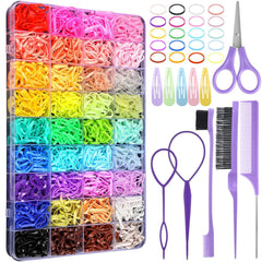 Auroray 36 colors hair rubber bands in a clear box for easy color choice