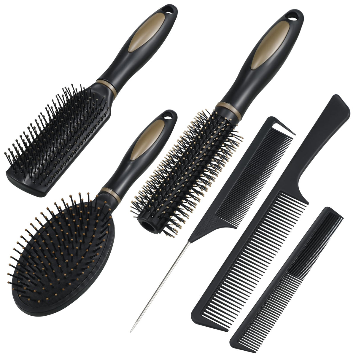 Auroray 6-piece detangling comb set with paddle for gentle detangling