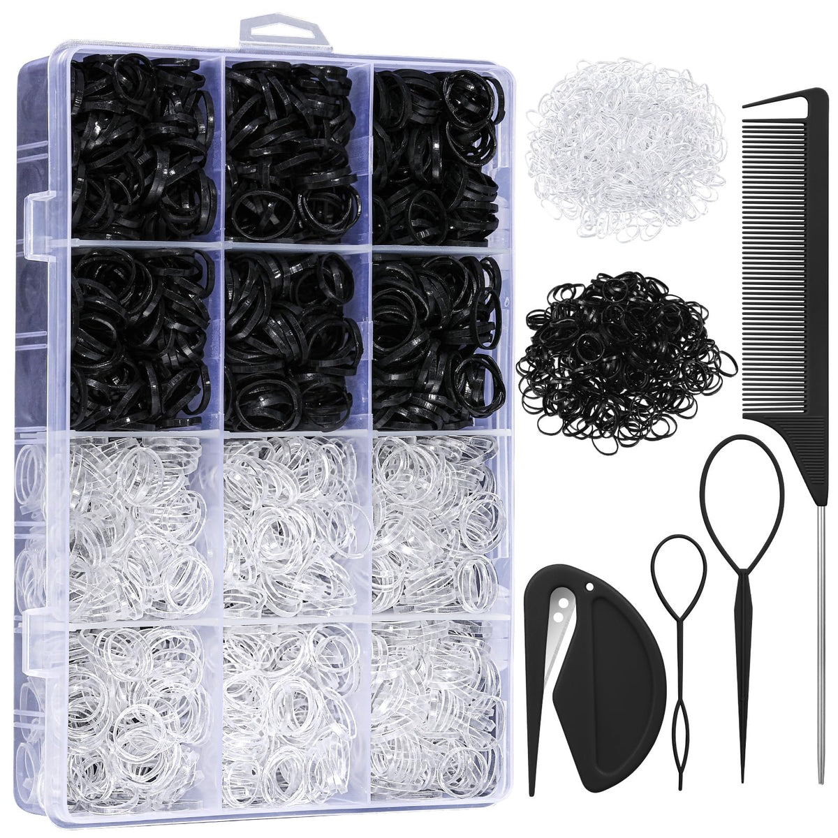 auroray bandas cabello 2200p, caja organizadora para ordenar gomas