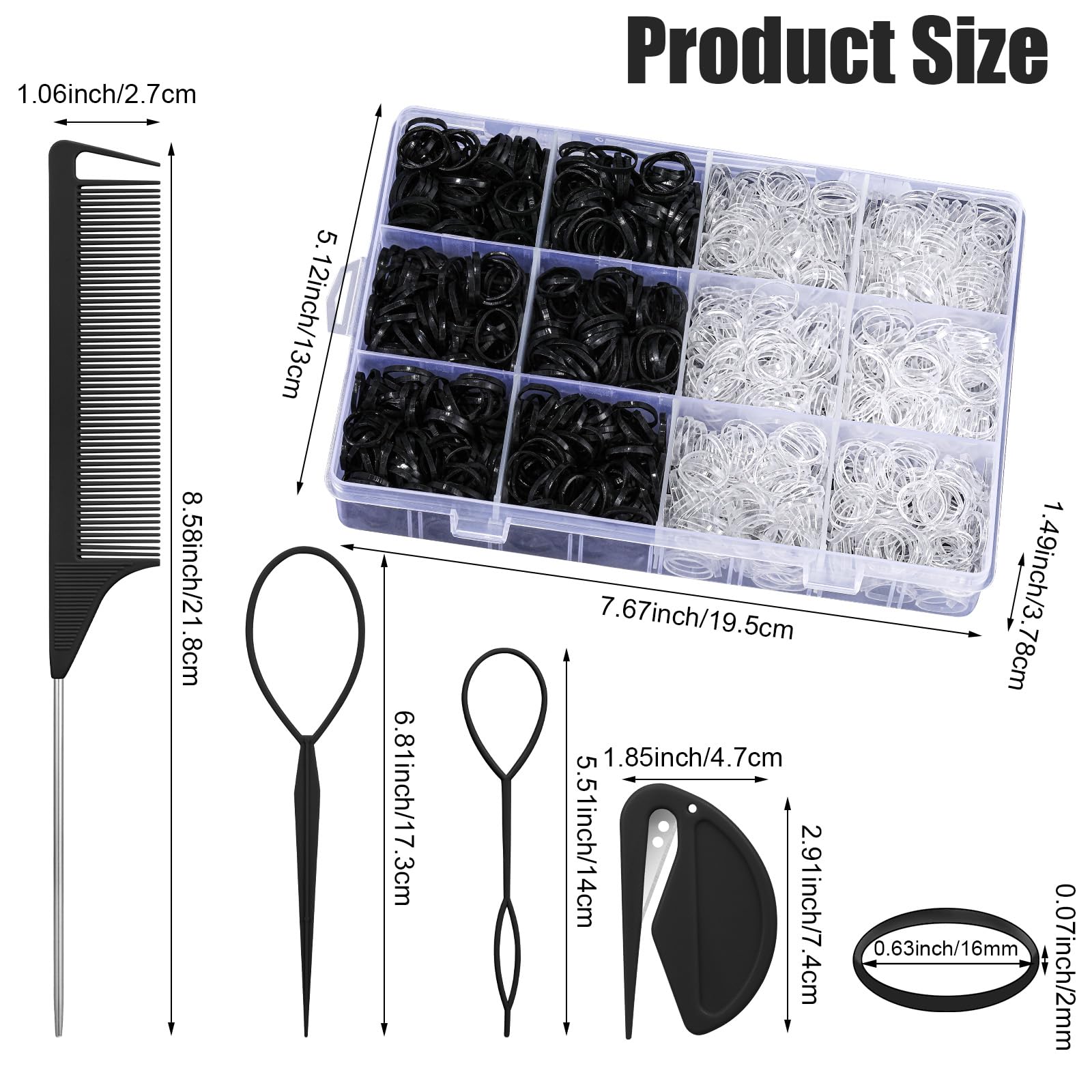 auroray bandas elasticas negro y transparentes, aptas para todo tipo de cabello