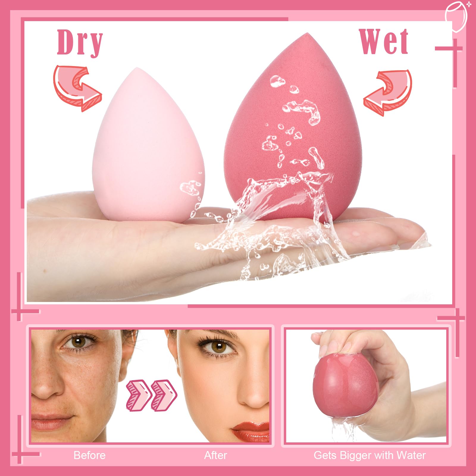 Auroray makeup sponges holder with jar for organized storage