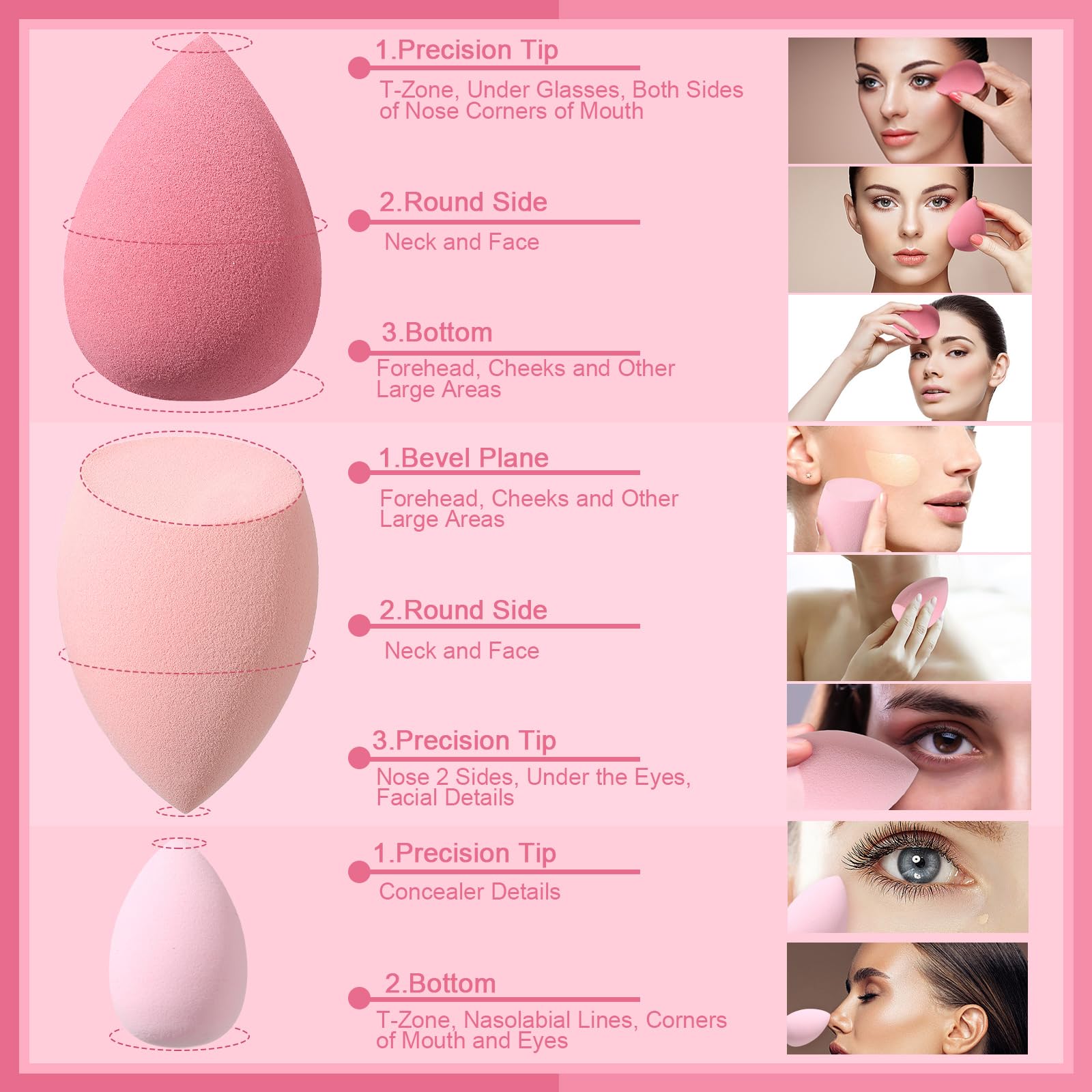 Auroray mini makeup sponges ideal for precise blending in small areas