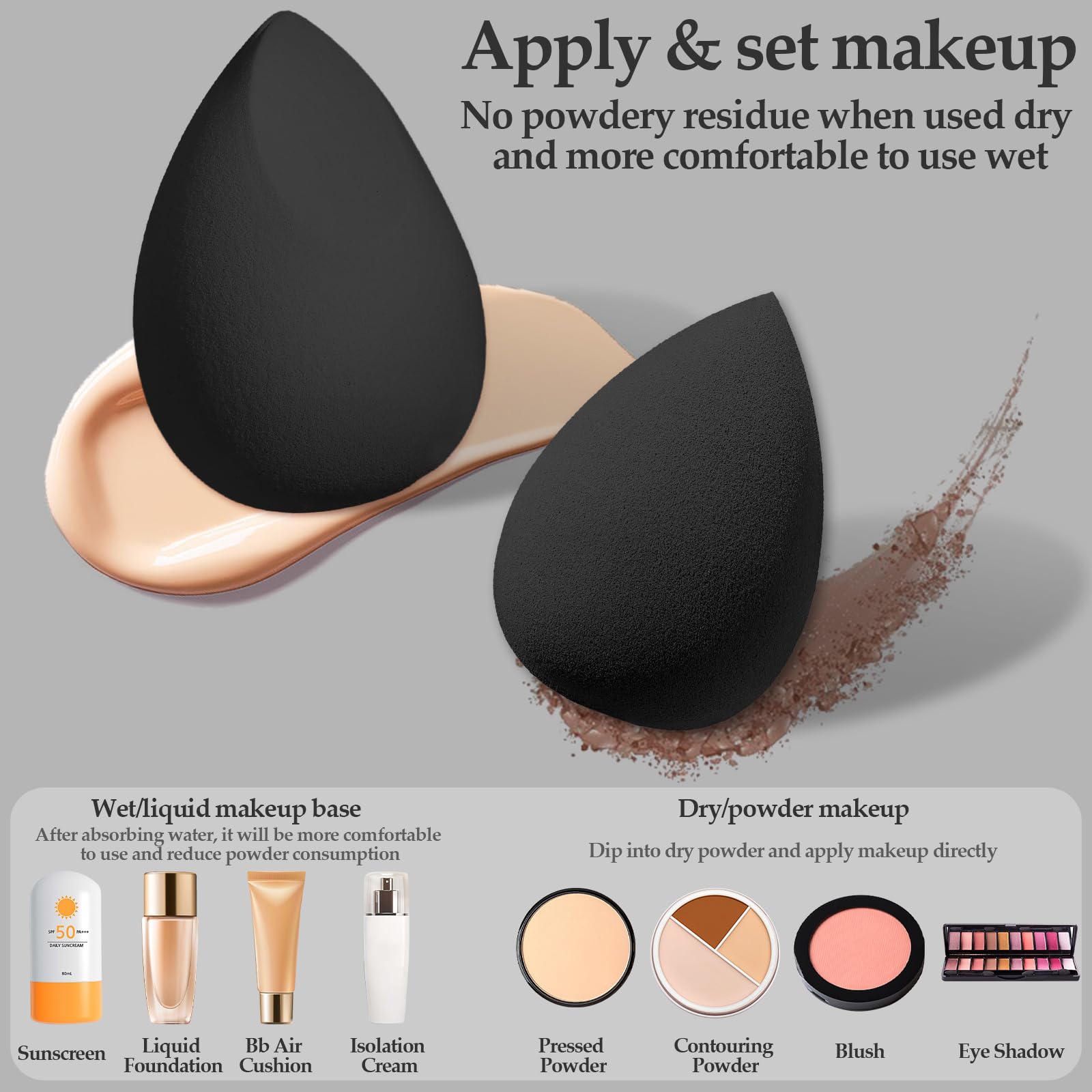 Auroray mini sponges with pink puff for precise concealer around eyes and nose
