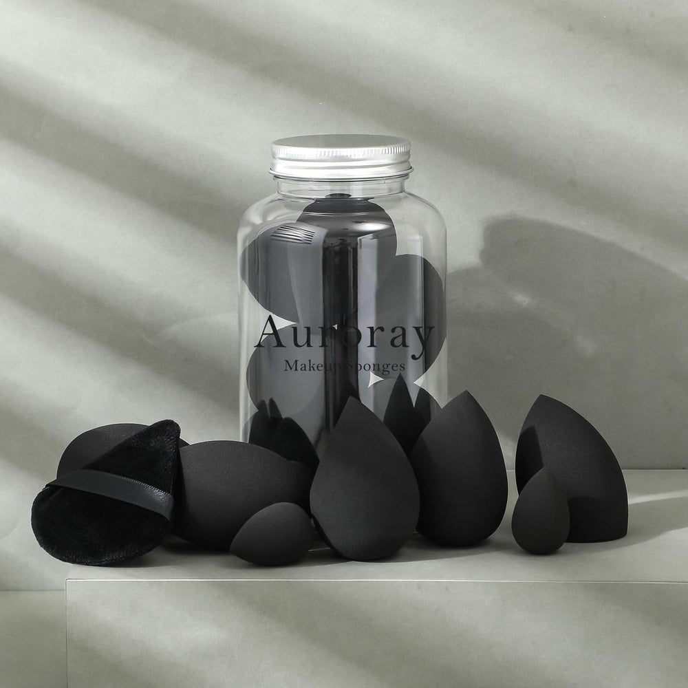 Auroray plastic jar keeps beauty tools clean and organized on vanity