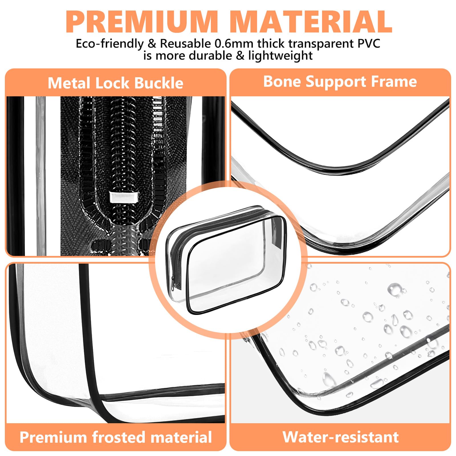AURUZA travel-friendly clear bag fits neatly in carry-on luggage.