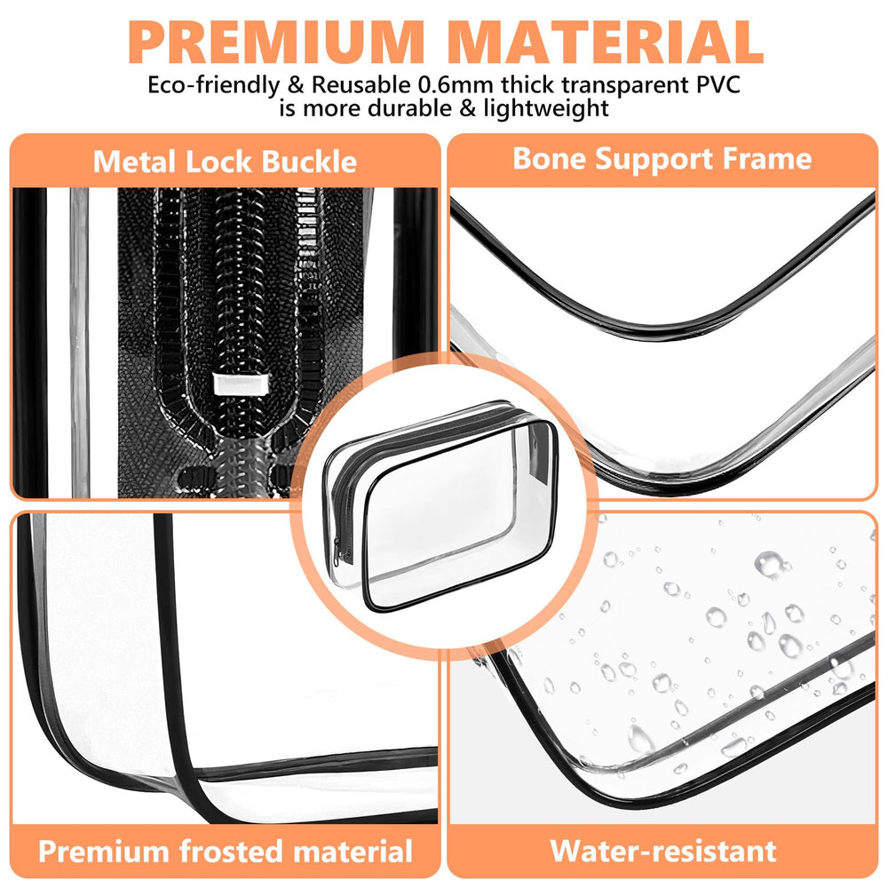 AURUZA travel-friendly clear bag fits neatly in carry-on luggage.