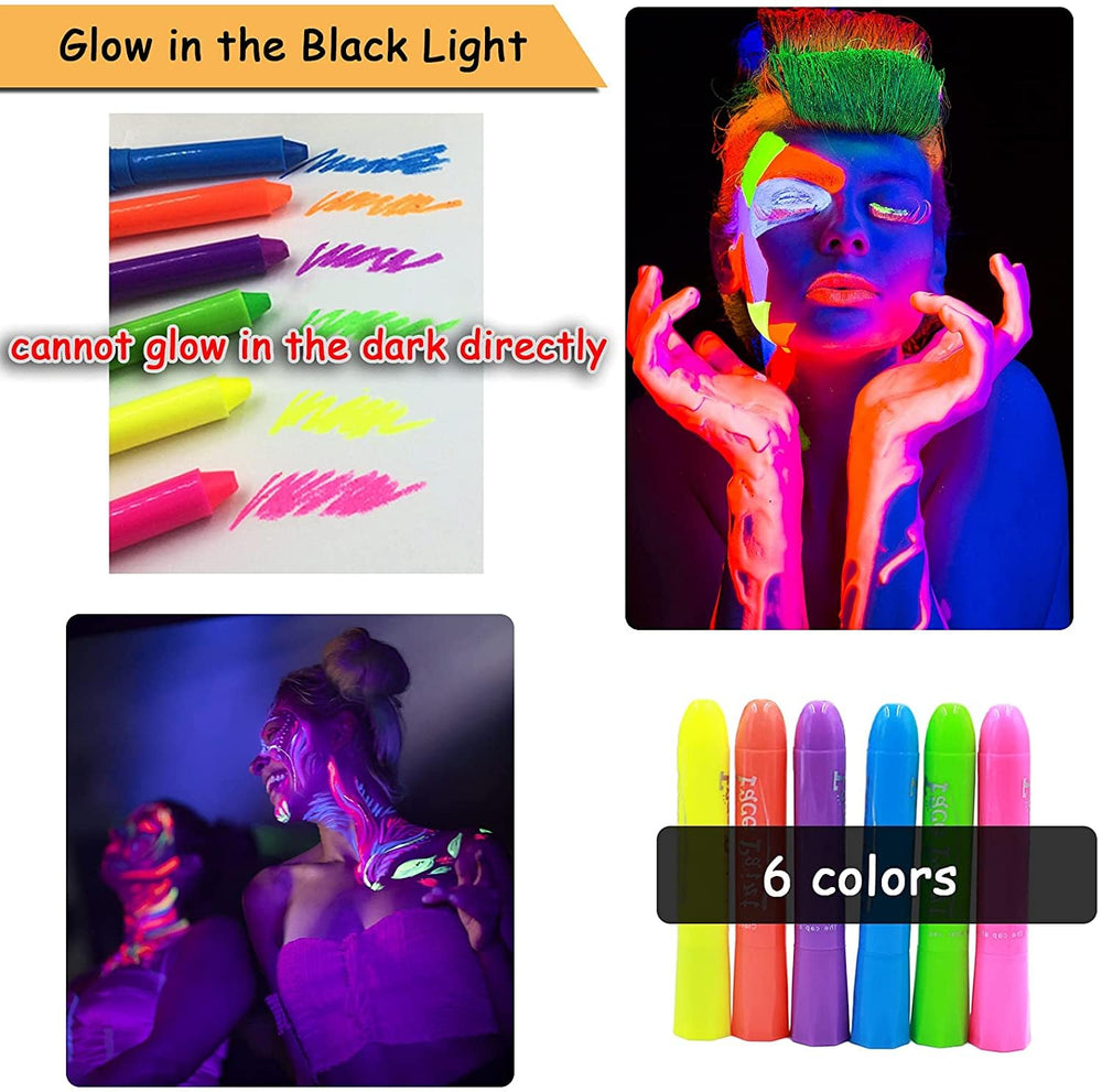 Ausbond crayones fluorescentes para piel, fáciles de quitar.