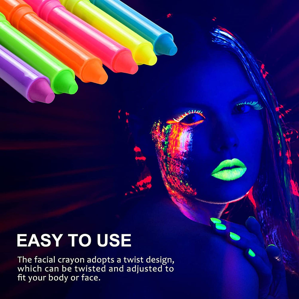 Ausbond pintura corporal fluorescente que brilla bajo luz UV.
