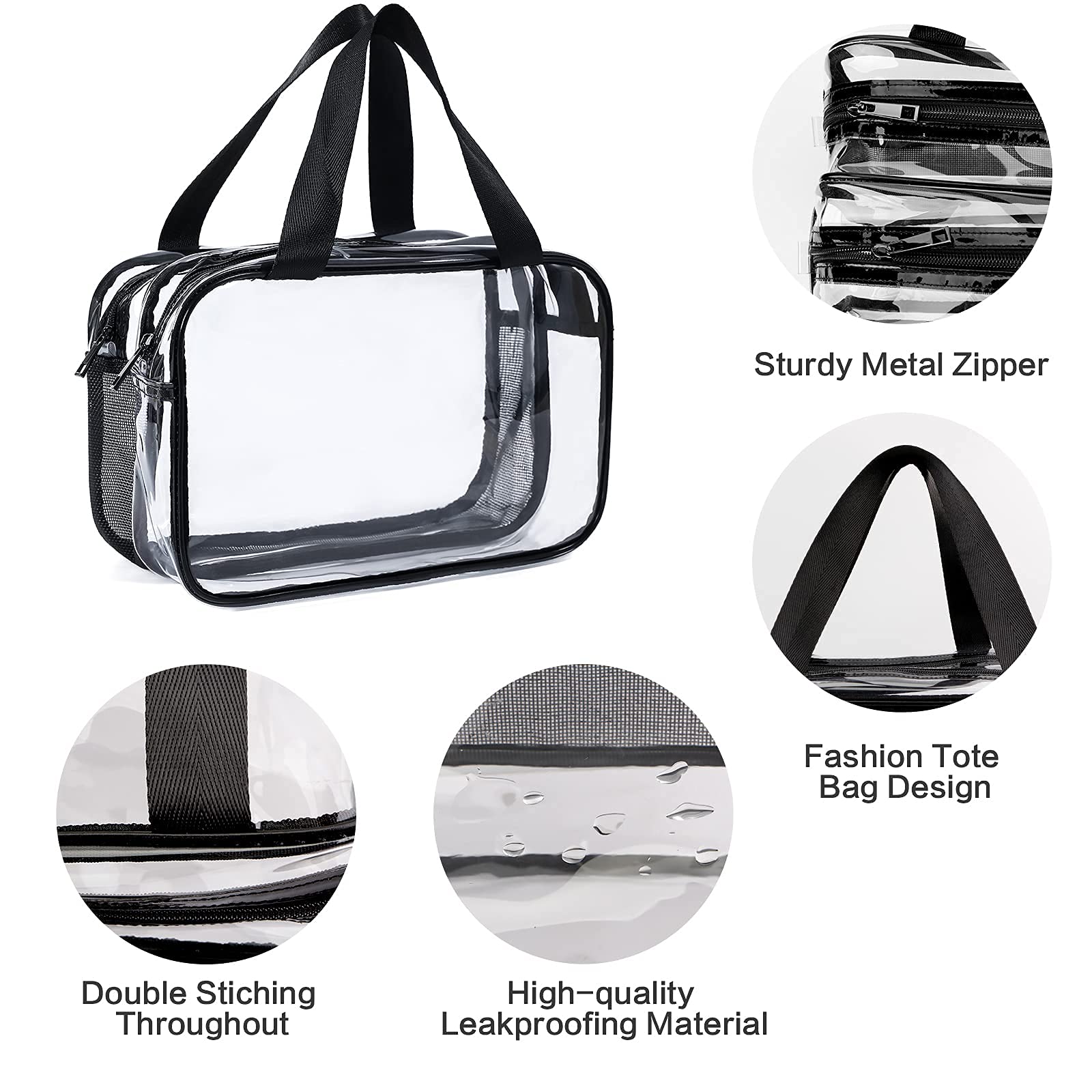 Auseibeely Clear Toiletry Bag handle design reduces hand fatigue while packing