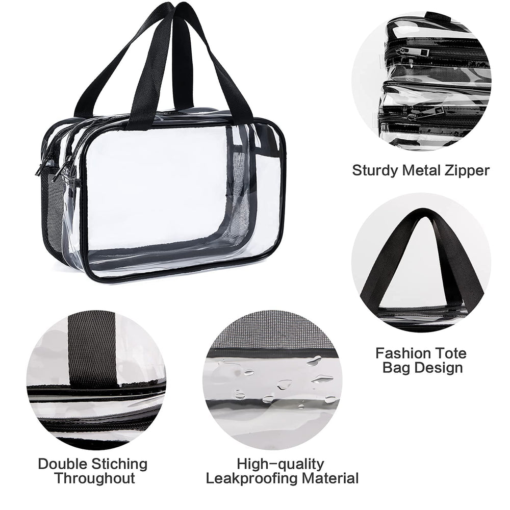 Auseibeely Clear Toiletry Bag handle design reduces hand fatigue while packing