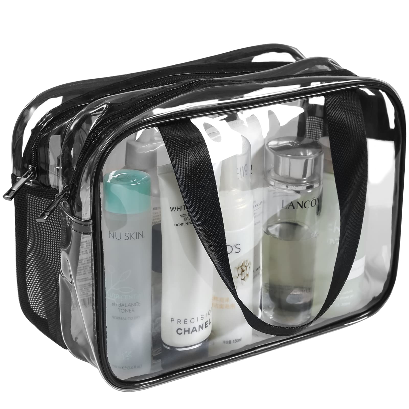 Auseibeely Clear Toiletry Bag open view for quick access to cosmetics while traveling