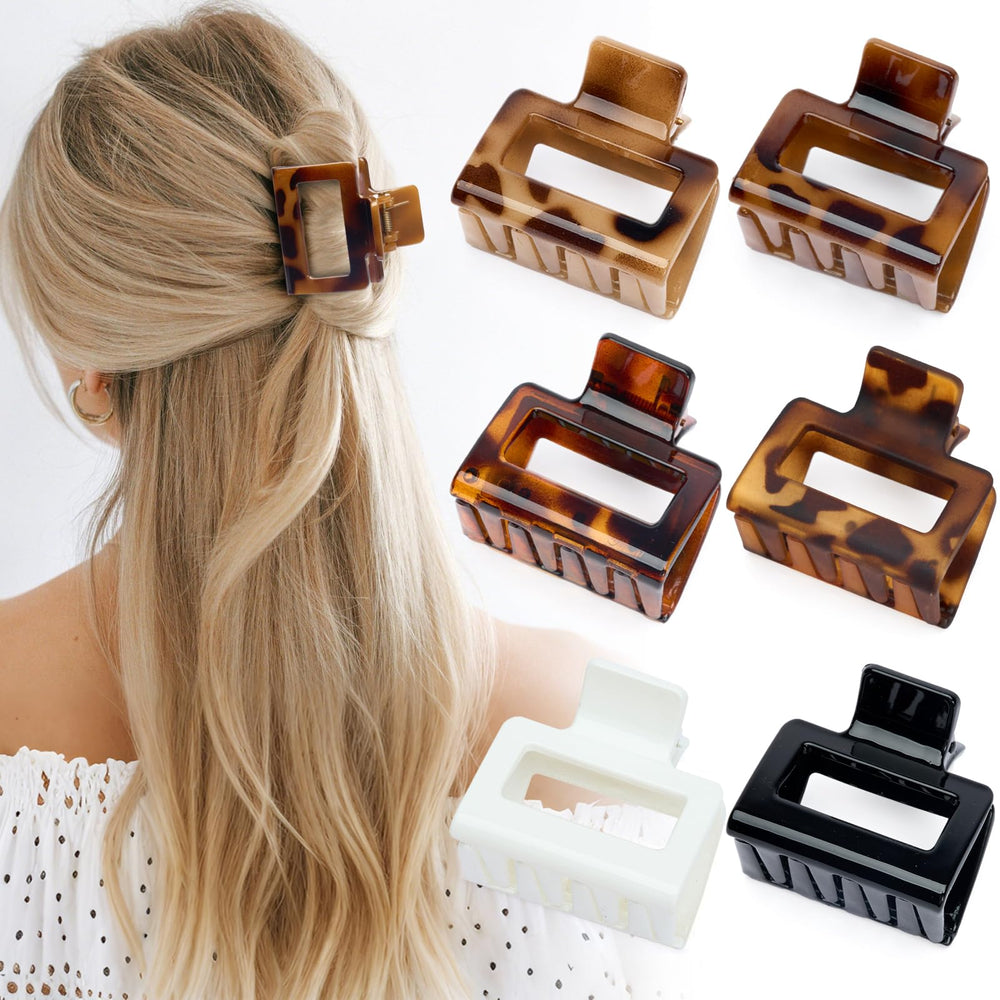 Pinza de pelo Auseibeely rectangular leopardo de 2 pulgadas para peinado rápido