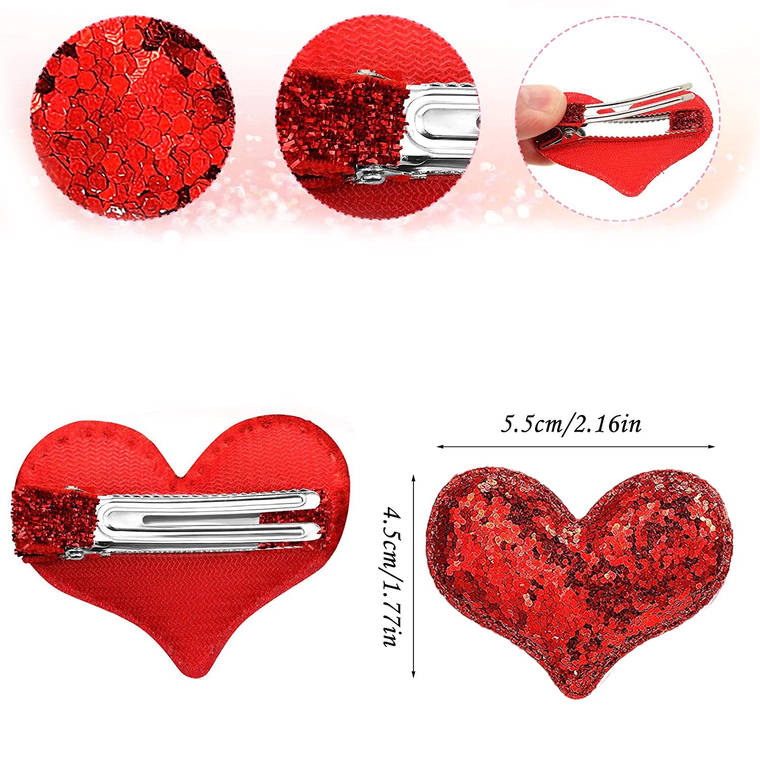 Ausejopeac heart sequin detail on clip catching sun sparkle