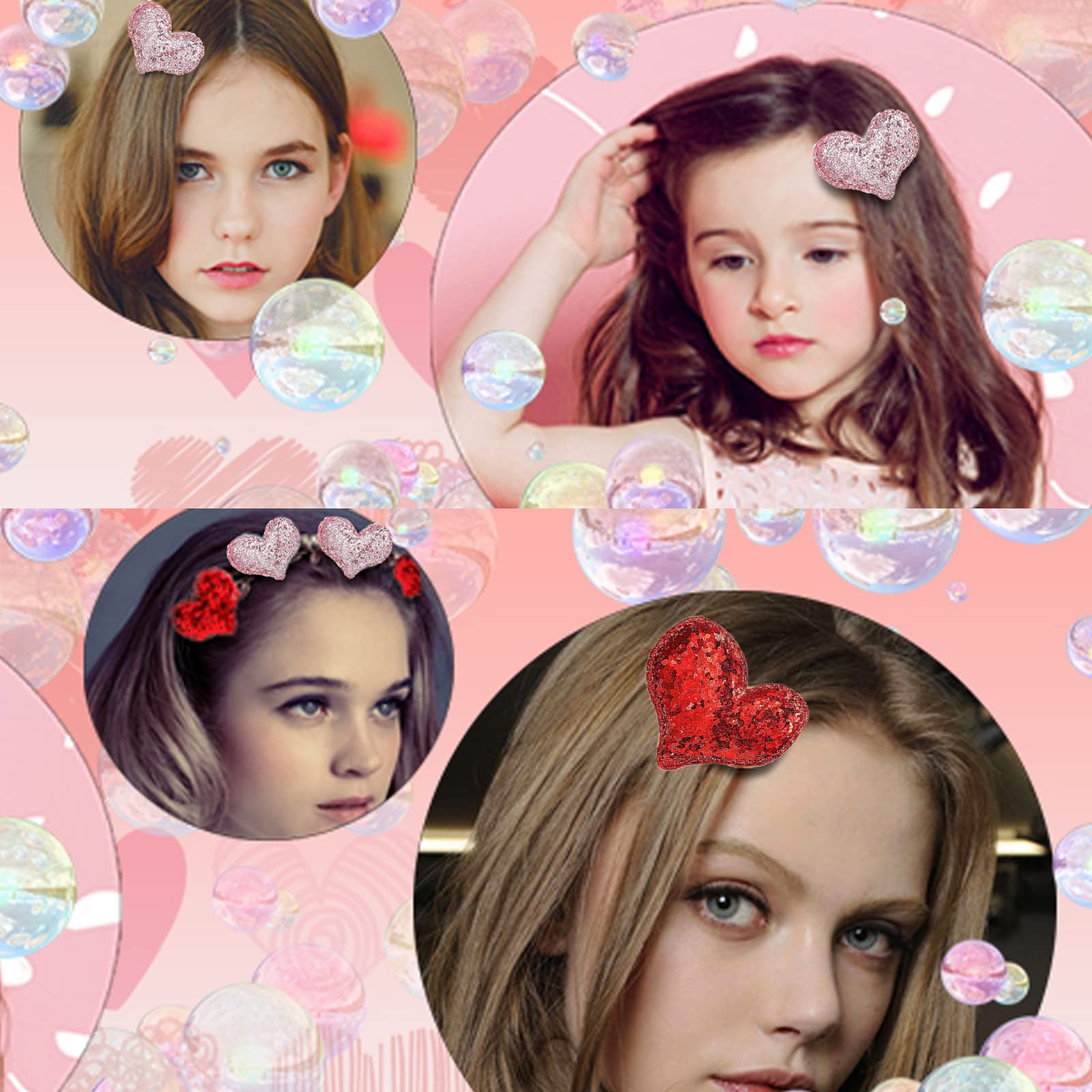 Ausejopeac Valentines Day hair accessory pack on soft pink background