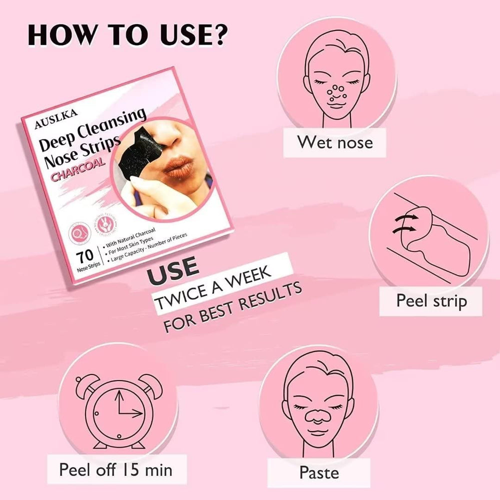 AUSLKA nose strip placed on the nose to treat pores.