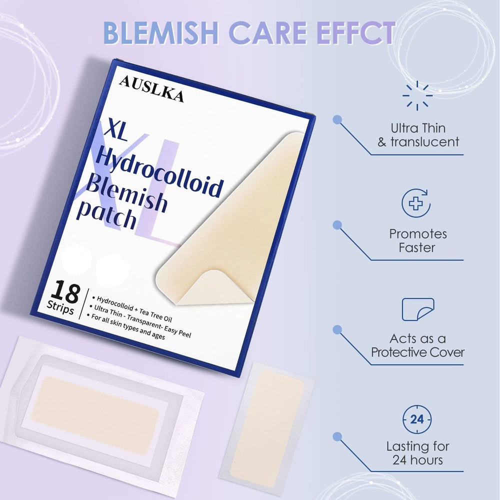 AUSLKA patch on cheek with edge-tampered design prevents roll up.