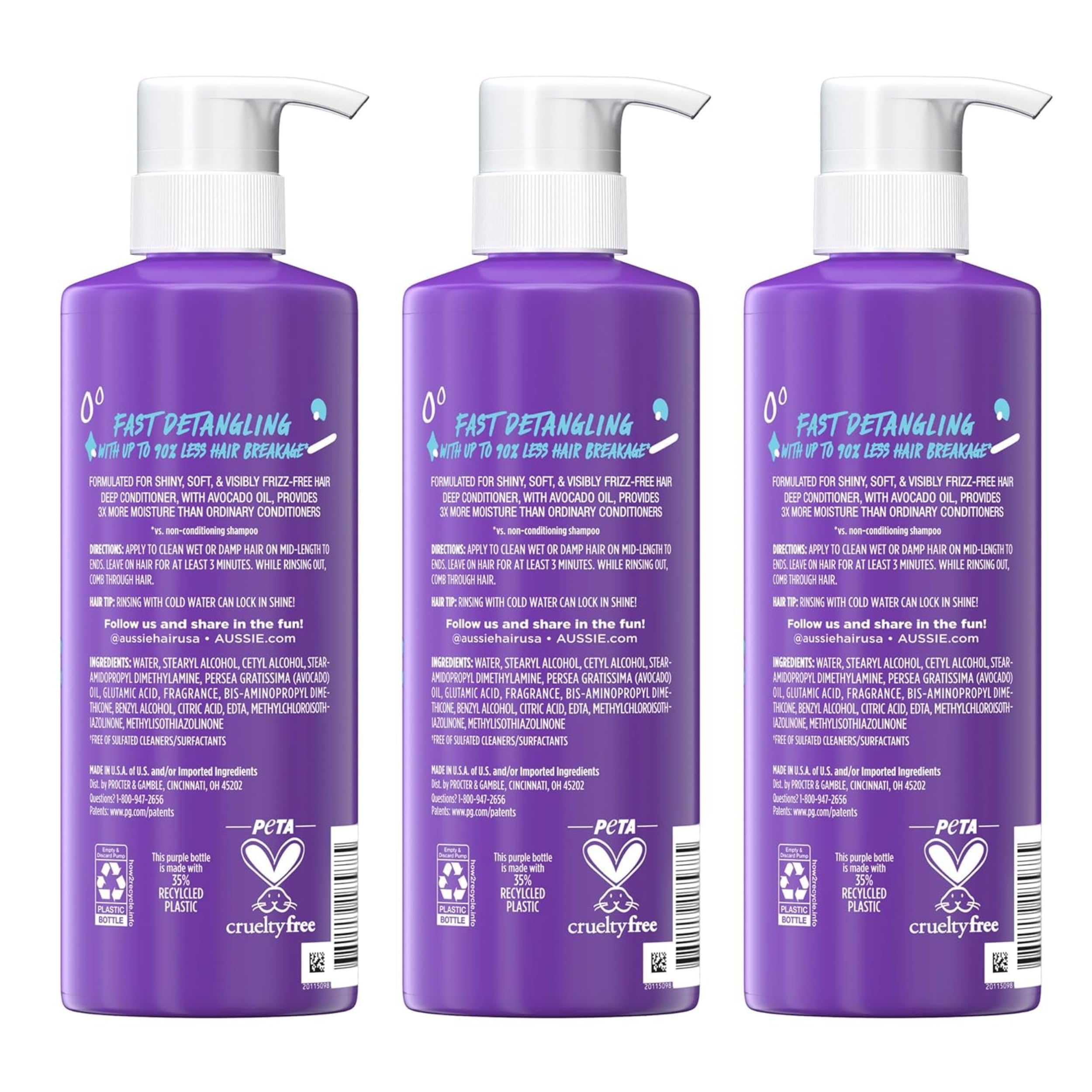 Aussie suitable for all hair types with quick moisture boost.